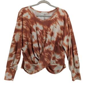 Lush Tie Dye Sweatshirt M Rust Twist Front Long Sleeve Casual‎ Staple Gym Active